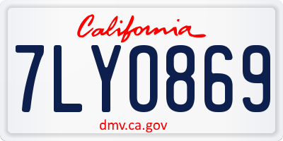 CA license plate 7LYO869