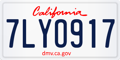 CA license plate 7LYO917