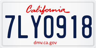 CA license plate 7LYO918