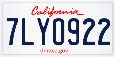 CA license plate 7LYO922