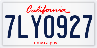 CA license plate 7LYO927