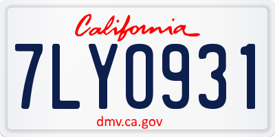 CA license plate 7LYO931