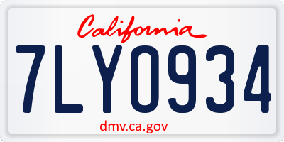 CA license plate 7LYO934