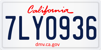 CA license plate 7LYO936
