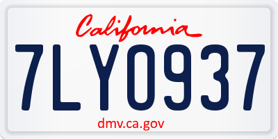 CA license plate 7LYO937