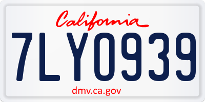 CA license plate 7LYO939