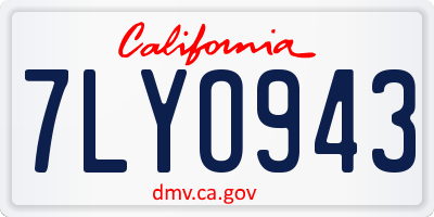 CA license plate 7LYO943