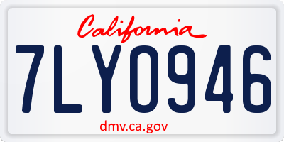 CA license plate 7LYO946