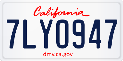 CA license plate 7LYO947