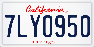 CA license plate 7LYO950