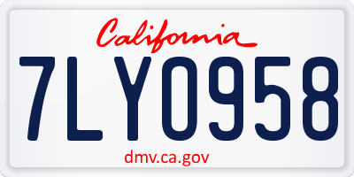 CA license plate 7LYO958