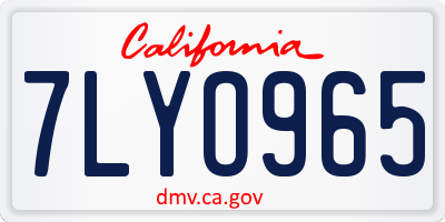 CA license plate 7LYO965
