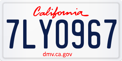 CA license plate 7LYO967