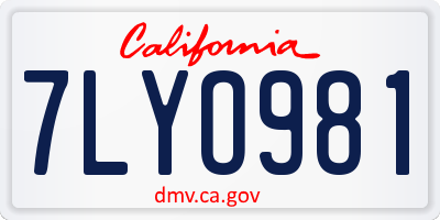 CA license plate 7LYO981