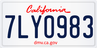CA license plate 7LYO983