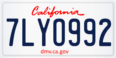 CA license plate 7LYO992