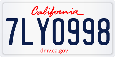 CA license plate 7LYO998
