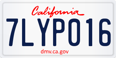 CA license plate 7LYP016