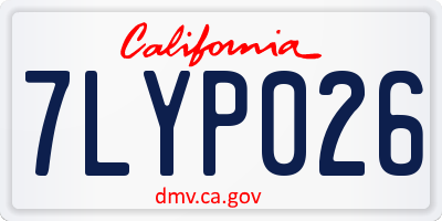 CA license plate 7LYP026