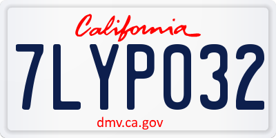 CA license plate 7LYP032