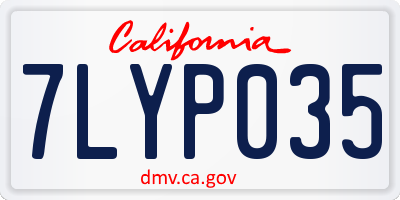 CA license plate 7LYP035