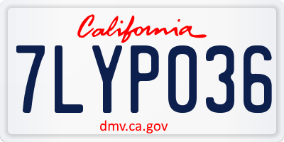 CA license plate 7LYP036