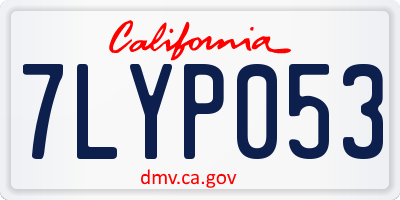 CA license plate 7LYP053
