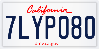 CA license plate 7LYP080