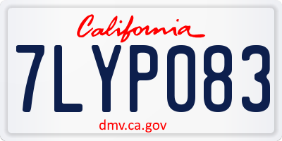 CA license plate 7LYP083