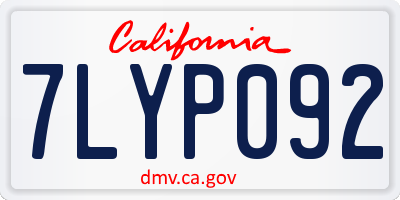 CA license plate 7LYP092