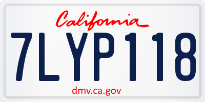 CA license plate 7LYP118