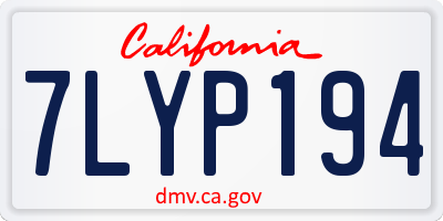 CA license plate 7LYP194