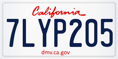 CA license plate 7LYP205