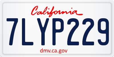 CA license plate 7LYP229