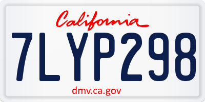 CA license plate 7LYP298