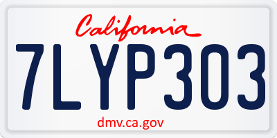 CA license plate 7LYP303
