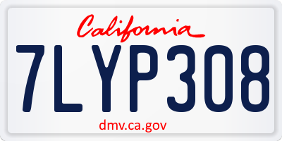 CA license plate 7LYP308