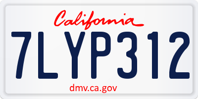 CA license plate 7LYP312