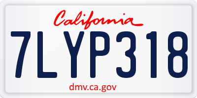 CA license plate 7LYP318