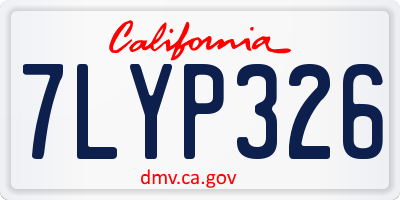 CA license plate 7LYP326