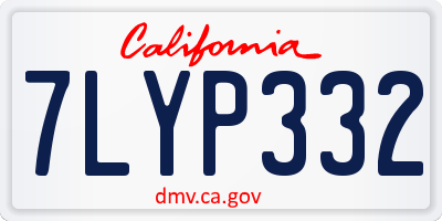 CA license plate 7LYP332