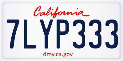 CA license plate 7LYP333