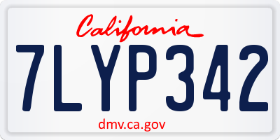CA license plate 7LYP342