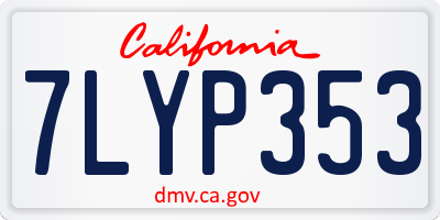 CA license plate 7LYP353