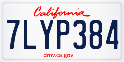 CA license plate 7LYP384