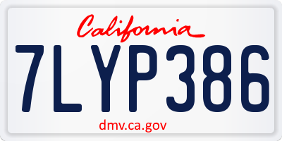 CA license plate 7LYP386