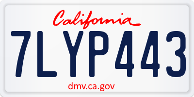 CA license plate 7LYP443