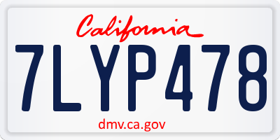 CA license plate 7LYP478