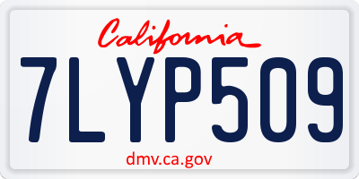 CA license plate 7LYP509