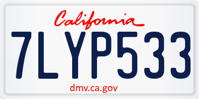CA license plate 7LYP533